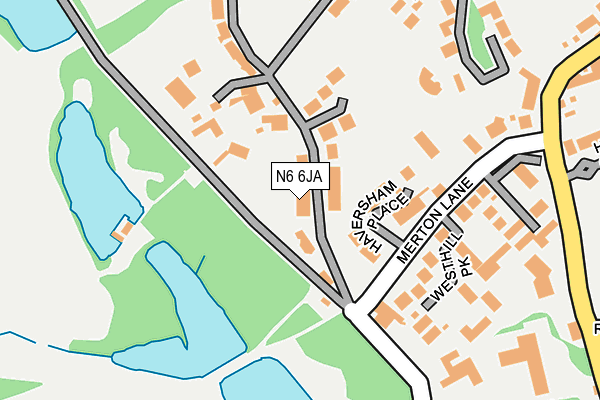 N6 6JA map - OS OpenMap – Local (Ordnance Survey)