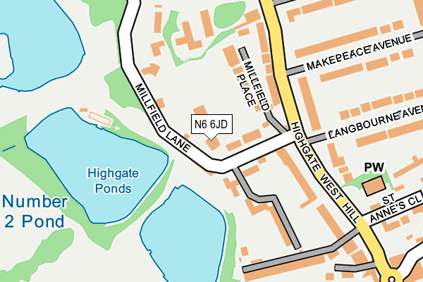 N6 6JD map - OS OpenMap – Local (Ordnance Survey)