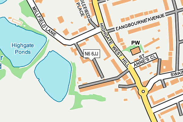 N6 6JJ map - OS OpenMap – Local (Ordnance Survey)