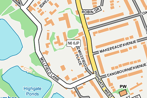 N6 6JP map - OS OpenMap – Local (Ordnance Survey)