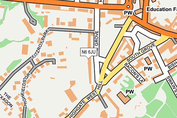 N6 6JU map - OS OpenMap – Local (Ordnance Survey)