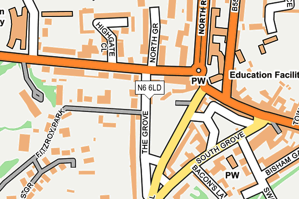 N6 6LD map - OS OpenMap – Local (Ordnance Survey)