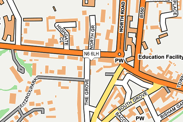 N6 6LH map - OS OpenMap – Local (Ordnance Survey)