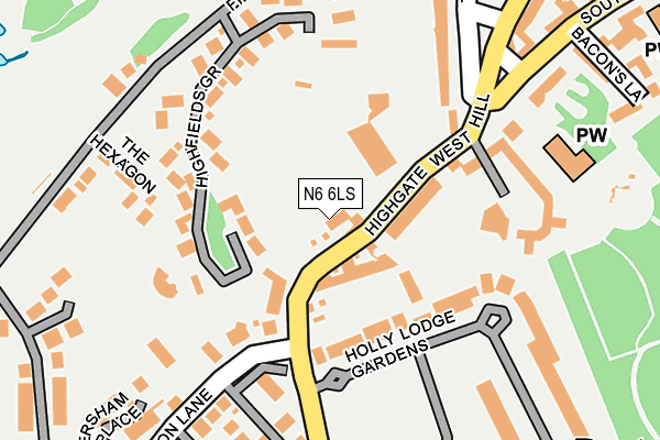 N6 6LS map - OS OpenMap – Local (Ordnance Survey)