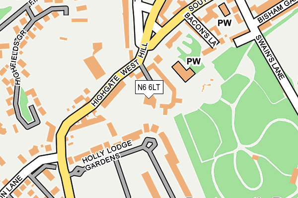 N6 6LT map - OS OpenMap – Local (Ordnance Survey)