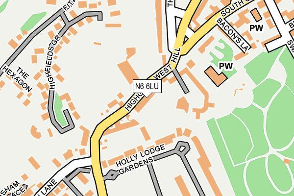 N6 6LU map - OS OpenMap – Local (Ordnance Survey)