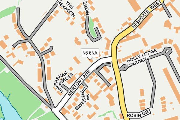 N6 6NA map - OS OpenMap – Local (Ordnance Survey)