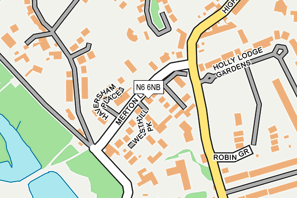 N6 6NB map - OS OpenMap – Local (Ordnance Survey)