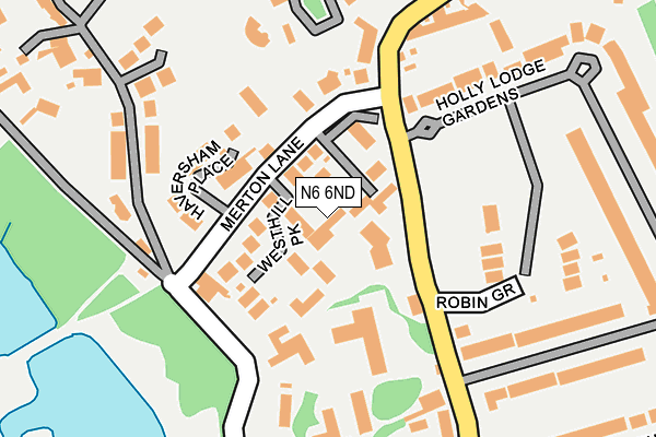N6 6ND map - OS OpenMap – Local (Ordnance Survey)