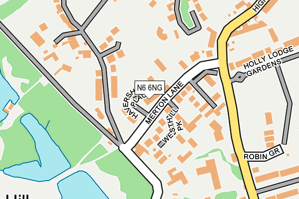 N6 6NG map - OS OpenMap – Local (Ordnance Survey)