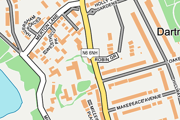 N6 6NH map - OS OpenMap – Local (Ordnance Survey)