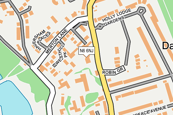 N6 6NJ map - OS OpenMap – Local (Ordnance Survey)