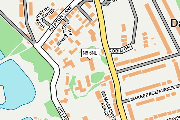 N6 6NL map - OS OpenMap – Local (Ordnance Survey)