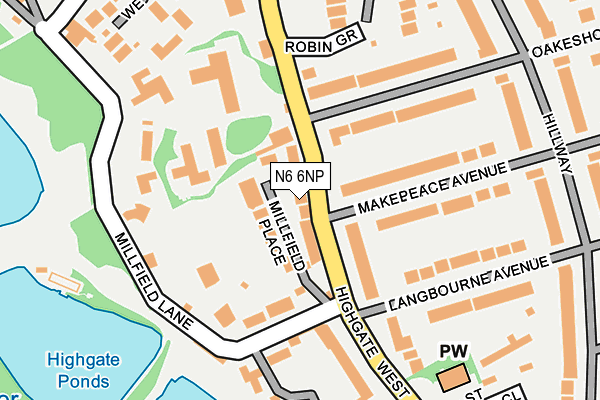 N6 6NP map - OS OpenMap – Local (Ordnance Survey)