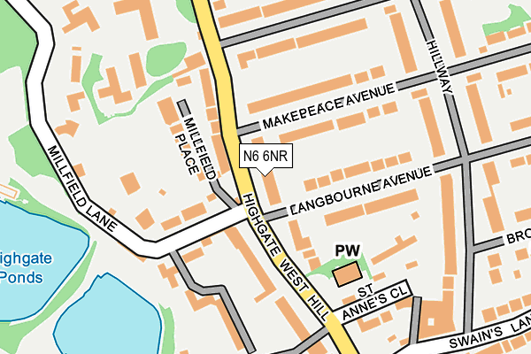 N6 6NR map - OS OpenMap – Local (Ordnance Survey)