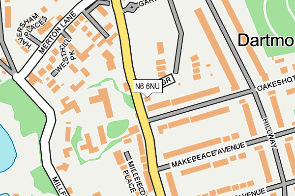 N6 6NU map - OS OpenMap – Local (Ordnance Survey)
