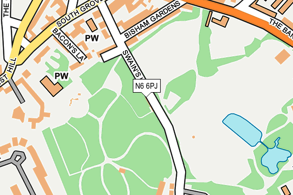 N6 6PJ map - OS OpenMap – Local (Ordnance Survey)