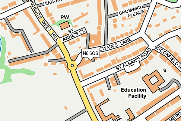 N6 6QS map - OS OpenMap – Local (Ordnance Survey)
