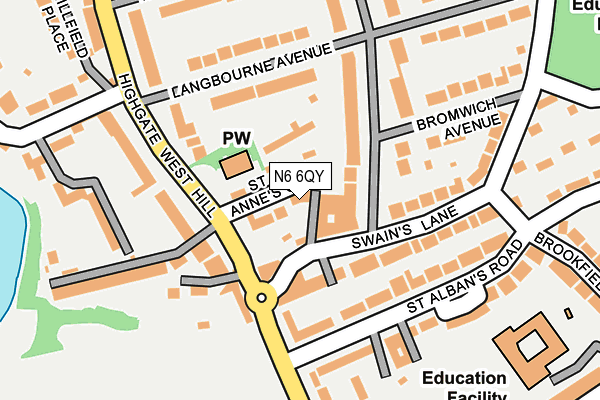 N6 6QY map - OS OpenMap – Local (Ordnance Survey)