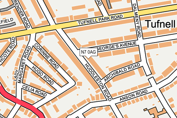 N7 0AG map - OS OpenMap – Local (Ordnance Survey)