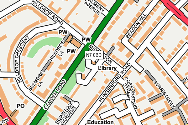 N7 0BD map - OS OpenMap – Local (Ordnance Survey)