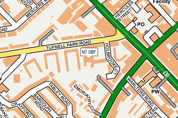 N7 0BF map - OS OpenMap – Local (Ordnance Survey)