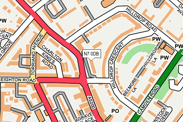 N7 0DB map - OS OpenMap – Local (Ordnance Survey)