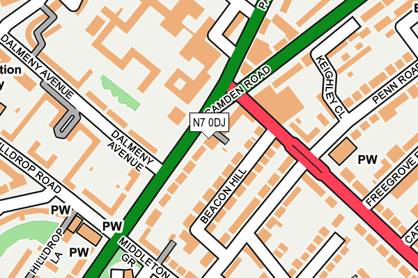 N7 0DJ map - OS OpenMap – Local (Ordnance Survey)