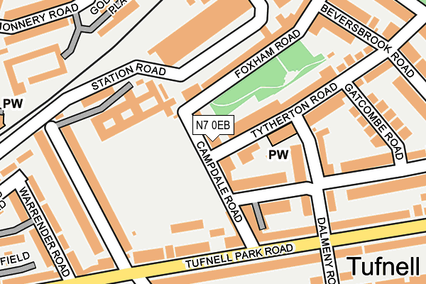 N7 0EB map - OS OpenMap – Local (Ordnance Survey)