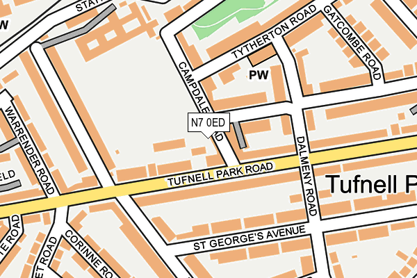 N7 0ED map - OS OpenMap – Local (Ordnance Survey)