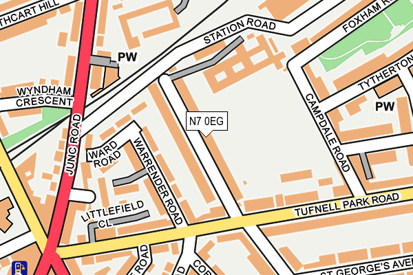 N7 0EG map - OS OpenMap – Local (Ordnance Survey)
