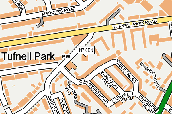 N7 0EN map - OS OpenMap – Local (Ordnance Survey)