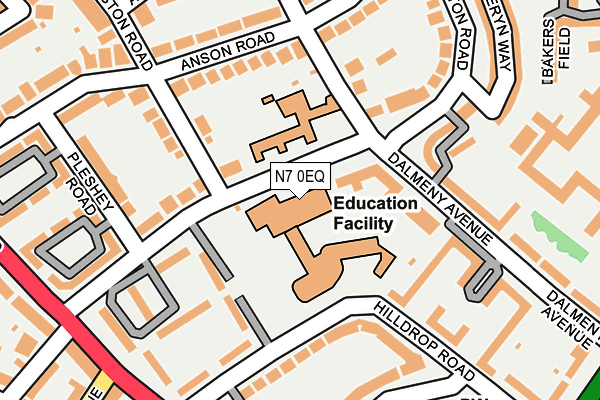 N7 0EQ map - OS OpenMap – Local (Ordnance Survey)