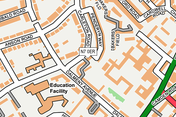 N7 0ER map - OS OpenMap – Local (Ordnance Survey)