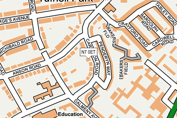 N7 0ET map - OS OpenMap – Local (Ordnance Survey)