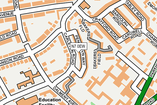 N7 0EW map - OS OpenMap – Local (Ordnance Survey)
