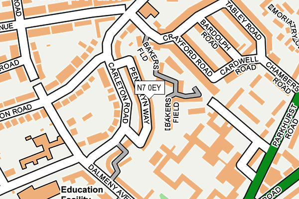N7 0EY map - OS OpenMap – Local (Ordnance Survey)