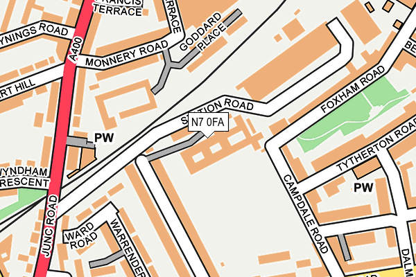 N7 0FA map - OS OpenMap – Local (Ordnance Survey)