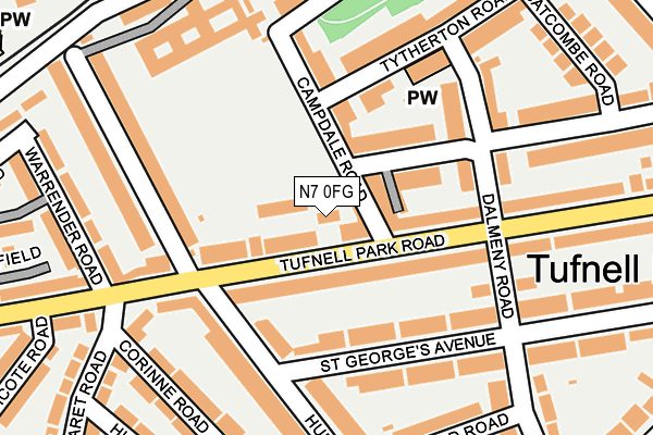 N7 0FG map - OS OpenMap – Local (Ordnance Survey)