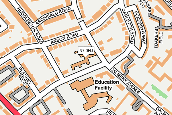 N7 0HJ map - OS OpenMap – Local (Ordnance Survey)