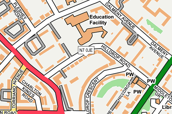 N7 0JE map - OS OpenMap – Local (Ordnance Survey)