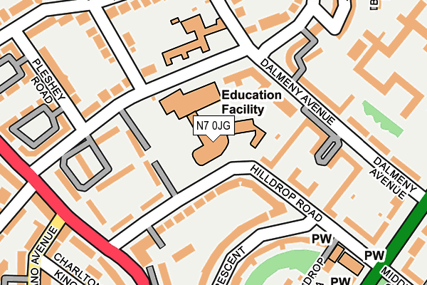 N7 0JG map - OS OpenMap – Local (Ordnance Survey)