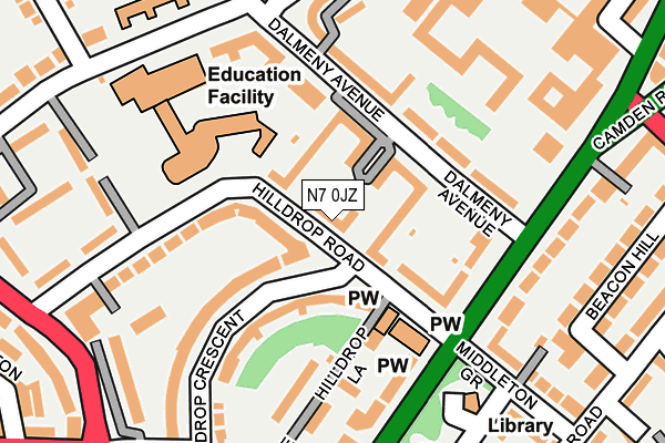 N7 0JZ map - OS OpenMap – Local (Ordnance Survey)