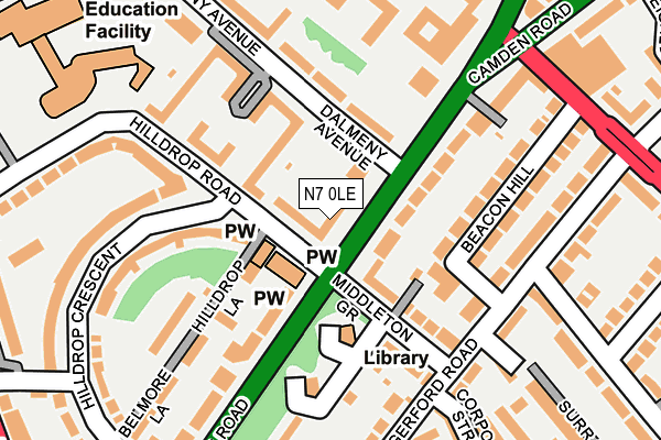 N7 0LE map - OS OpenMap – Local (Ordnance Survey)