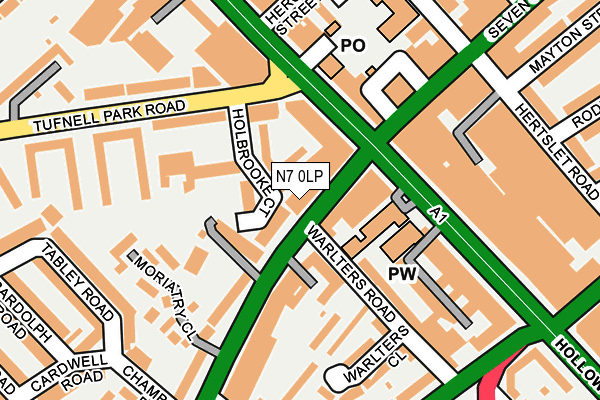 N7 0LP map - OS OpenMap – Local (Ordnance Survey)