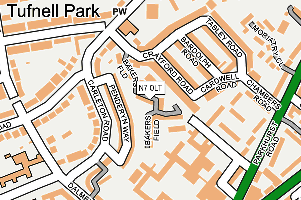 N7 0LT map - OS OpenMap – Local (Ordnance Survey)