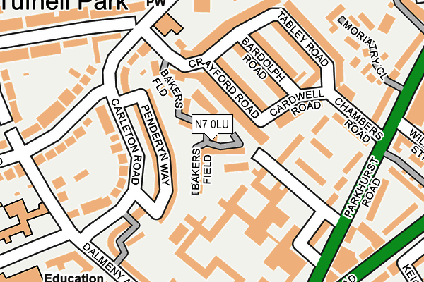 N7 0LU map - OS OpenMap – Local (Ordnance Survey)