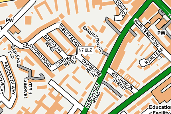 N7 0LZ map - OS OpenMap – Local (Ordnance Survey)