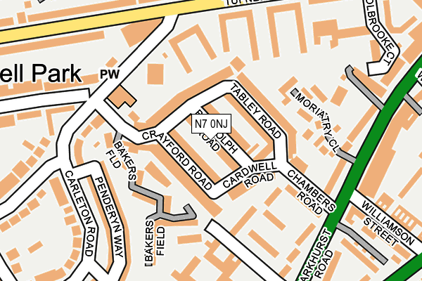 N7 0NJ map - OS OpenMap – Local (Ordnance Survey)