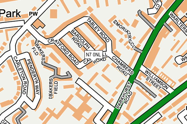 N7 0NL map - OS OpenMap – Local (Ordnance Survey)